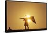 Silhouette of Kite Flier-null-Framed Stretched Canvas