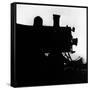 Silhouette of Last of the Steam Locomotives of Norfolk Western Railroad-Walker Evans-Framed Stretched Canvas