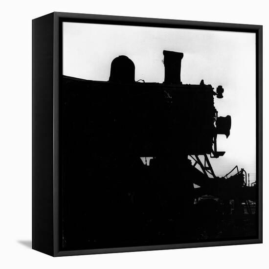 Silhouette of Last of the Steam Locomotives of Norfolk Western Railroad-Walker Evans-Framed Stretched Canvas