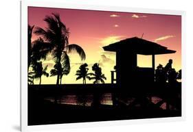 Silhouette of Life Guard Station at Sunset - Miami-Philippe Hugonnard-Framed Photographic Print