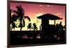 Silhouette of Life Guard Station at Sunset - Miami-Philippe Hugonnard-Framed Photographic Print