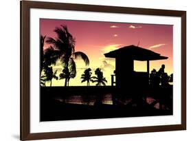 Silhouette of Life Guard Station at Sunset - Miami-Philippe Hugonnard-Framed Premium Photographic Print