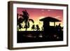 Silhouette of Life Guard Station at Sunset - Miami-Philippe Hugonnard-Framed Photographic Print