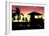 Silhouette of Life Guard Station at Sunset - Miami-Philippe Hugonnard-Framed Photographic Print