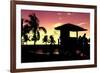 Silhouette of Life Guard Station at Sunset - Miami-Philippe Hugonnard-Framed Photographic Print