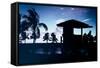 Silhouette of Life Guard Station at Sunset - Miami-Philippe Hugonnard-Framed Stretched Canvas