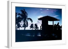 Silhouette of Life Guard Station at Sunset - Miami-Philippe Hugonnard-Framed Photographic Print