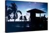 Silhouette of Life Guard Station at Sunset - Miami-Philippe Hugonnard-Stretched Canvas