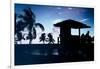 Silhouette of Life Guard Station at Sunset - Miami-Philippe Hugonnard-Framed Photographic Print