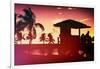 Silhouette of Life Guard Station at Sunset - Miami-Philippe Hugonnard-Framed Photographic Print