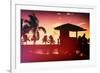 Silhouette of Life Guard Station at Sunset - Miami-Philippe Hugonnard-Framed Premium Photographic Print