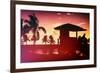 Silhouette of Life Guard Station at Sunset - Miami-Philippe Hugonnard-Framed Premium Photographic Print