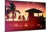 Silhouette of Life Guard Station at Sunset - Miami-Philippe Hugonnard-Mounted Premium Photographic Print