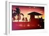 Silhouette of Life Guard Station at Sunset - Miami-Philippe Hugonnard-Framed Photographic Print