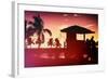 Silhouette of Life Guard Station at Sunset - Miami-Philippe Hugonnard-Framed Photographic Print