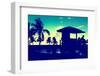 Silhouette of Life Guard Station at Sunset - Miami-Philippe Hugonnard-Framed Photographic Print