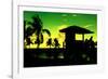 Silhouette of Life Guard Station at Sunset - Miami-Philippe Hugonnard-Framed Photographic Print