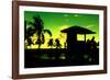 Silhouette of Life Guard Station at Sunset - Miami-Philippe Hugonnard-Framed Photographic Print