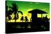 Silhouette of Life Guard Station at Sunset - Miami-Philippe Hugonnard-Stretched Canvas