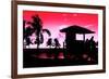 Silhouette of Life Guard Station at Sunset - Miami-Philippe Hugonnard-Framed Photographic Print