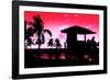 Silhouette of Life Guard Station at Sunset - Miami-Philippe Hugonnard-Framed Photographic Print