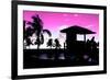 Silhouette of Life Guard Station at Sunset - Miami-Philippe Hugonnard-Framed Photographic Print