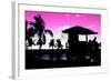 Silhouette of Life Guard Station at Sunset - Miami-Philippe Hugonnard-Framed Photographic Print