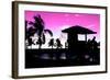 Silhouette of Life Guard Station at Sunset - Miami-Philippe Hugonnard-Framed Photographic Print