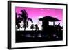 Silhouette of Life Guard Station at Sunset - Miami-Philippe Hugonnard-Framed Photographic Print