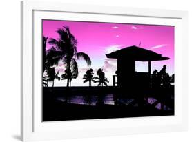 Silhouette of Life Guard Station at Sunset - Miami-Philippe Hugonnard-Framed Photographic Print