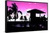 Silhouette of Life Guard Station at Sunset - Miami-Philippe Hugonnard-Framed Stretched Canvas