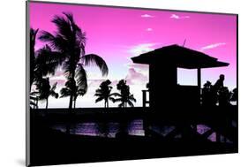 Silhouette of Life Guard Station at Sunset - Miami-Philippe Hugonnard-Mounted Photographic Print