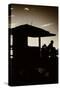 Silhouette of Life Guard Station at Sunset - Miami-Philippe Hugonnard-Stretched Canvas