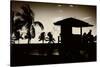 Silhouette of Life Guard Station at Sunset - Miami-Philippe Hugonnard-Stretched Canvas