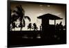 Silhouette of Life Guard Station at Sunset - Miami-Philippe Hugonnard-Framed Photographic Print