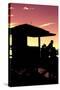 Silhouette of Life Guard Station at Sunset - Miami-Philippe Hugonnard-Stretched Canvas