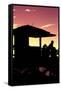 Silhouette of Life Guard Station at Sunset - Miami-Philippe Hugonnard-Framed Stretched Canvas