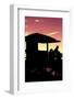 Silhouette of Life Guard Station at Sunset - Miami-Philippe Hugonnard-Framed Photographic Print