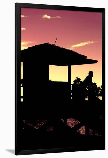 Silhouette of Life Guard Station at Sunset - Miami-Philippe Hugonnard-Framed Photographic Print