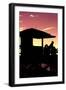 Silhouette of Life Guard Station at Sunset - Miami-Philippe Hugonnard-Framed Photographic Print