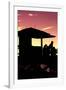 Silhouette of Life Guard Station at Sunset - Miami-Philippe Hugonnard-Framed Photographic Print