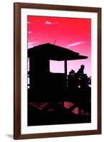 Silhouette of Life Guard Station at Sunset - Miami-Philippe Hugonnard-Framed Photographic Print