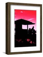 Silhouette of Life Guard Station at Sunset - Miami-Philippe Hugonnard-Framed Photographic Print