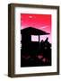 Silhouette of Life Guard Station at Sunset - Miami-Philippe Hugonnard-Framed Photographic Print