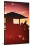 Silhouette of Life Guard Station at Sunset - Miami-Philippe Hugonnard-Stretched Canvas