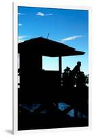 Silhouette of Life Guard Station at Sunset - Miami-Philippe Hugonnard-Framed Photographic Print