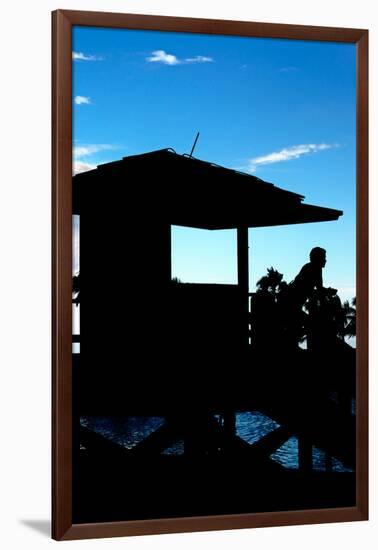 Silhouette of Life Guard Station at Sunset - Miami-Philippe Hugonnard-Framed Photographic Print