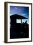 Silhouette of Life Guard Station at Sunset - Miami-Philippe Hugonnard-Framed Photographic Print