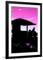 Silhouette of Life Guard Station at Sunset - Miami-Philippe Hugonnard-Framed Premium Photographic Print