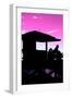 Silhouette of Life Guard Station at Sunset - Miami-Philippe Hugonnard-Framed Photographic Print